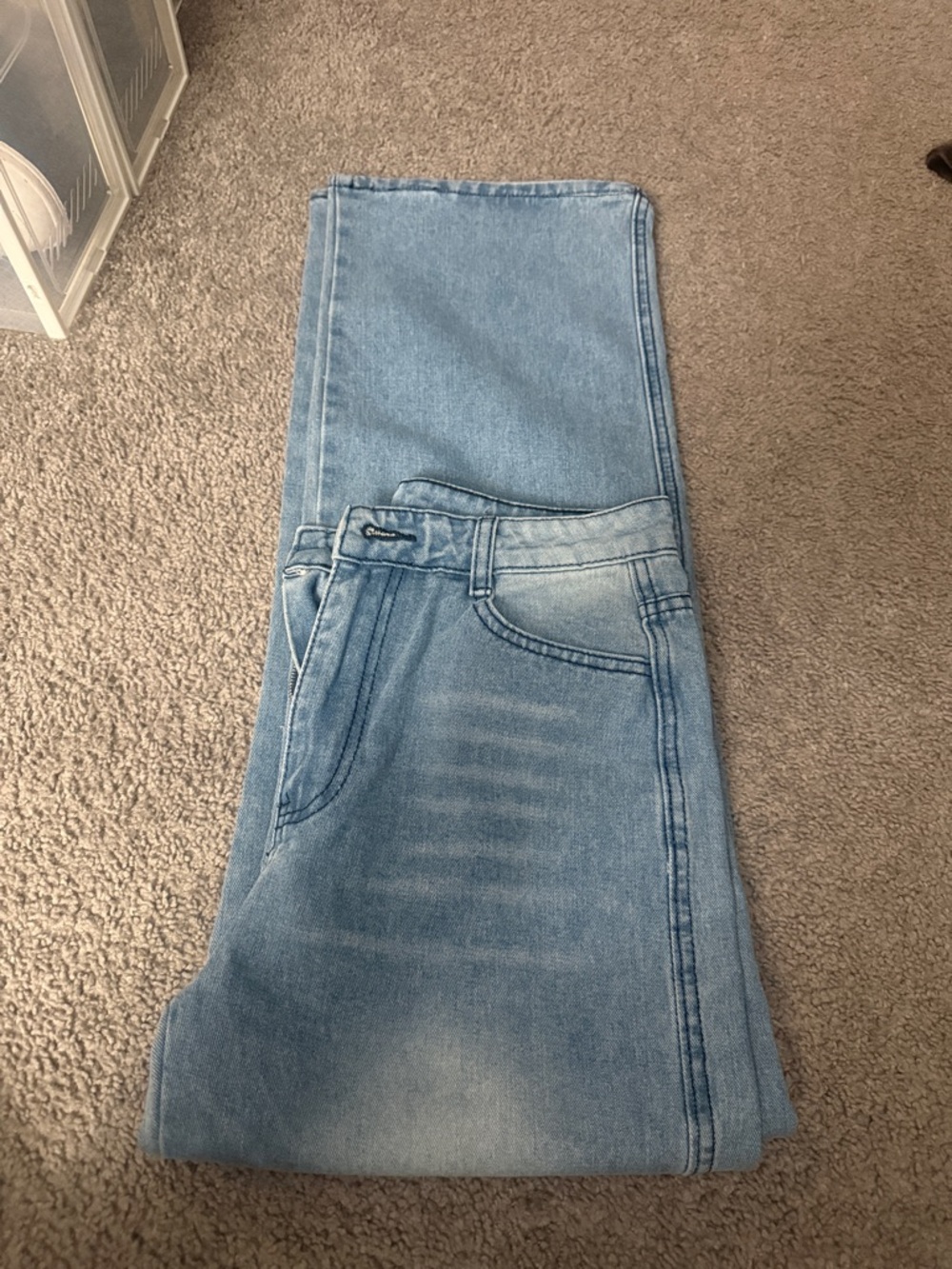 SHEIN Light Blue High Waist Wide Leg Jeans